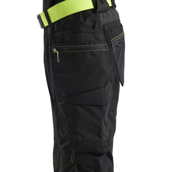 Blaklader 1522 Black/Yellow Hi-Viz Craftsman Trousers 4-way Stretch - Image 3