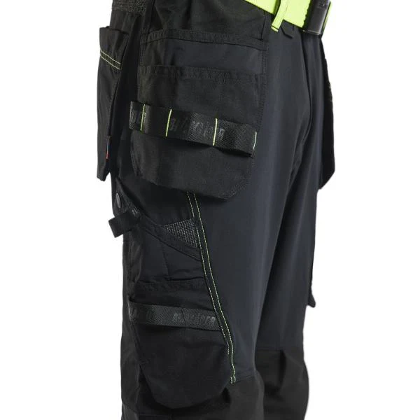 Blaklader 1522 Black/Yellow Hi-Viz Craftsman Trousers 4-way Stretch - Image 4