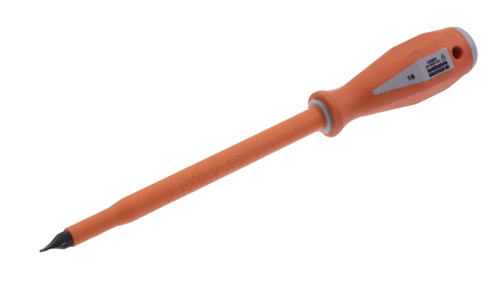 Boddingtons Electrical Insulated Slotted Screwdriver, 10mm Tip Length, 1.6 Tip Width, 200mm Blade Length 111310