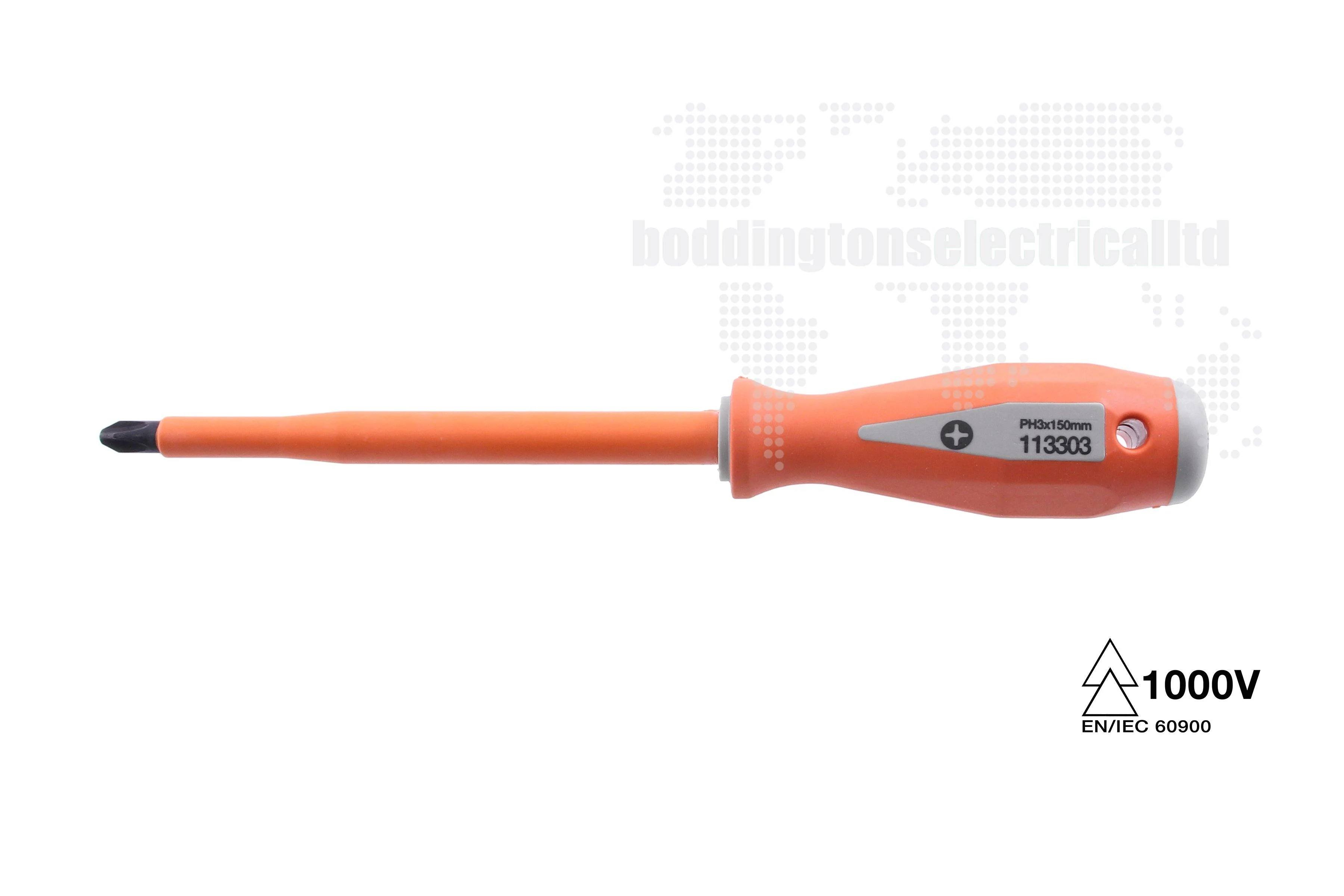 Boddingtons Electrical Insulated Phillips Screwdriver, PH3, 150mm Blade Length, 270mm Length 113303