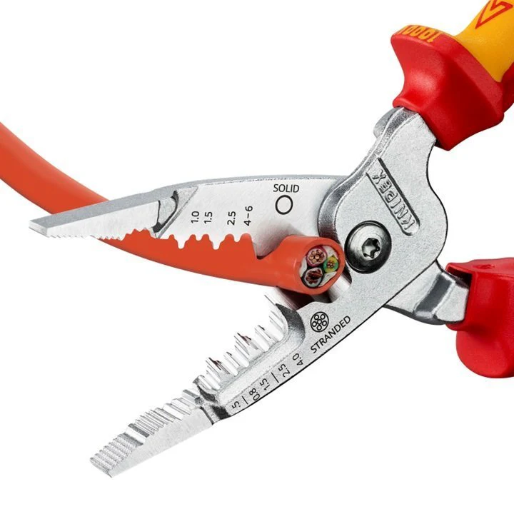 KNIPEX 13 76 200 ME VDE Insulated Chrome Plated Metric Wire Stripper Multi-Component Grips 200mm - Image 4