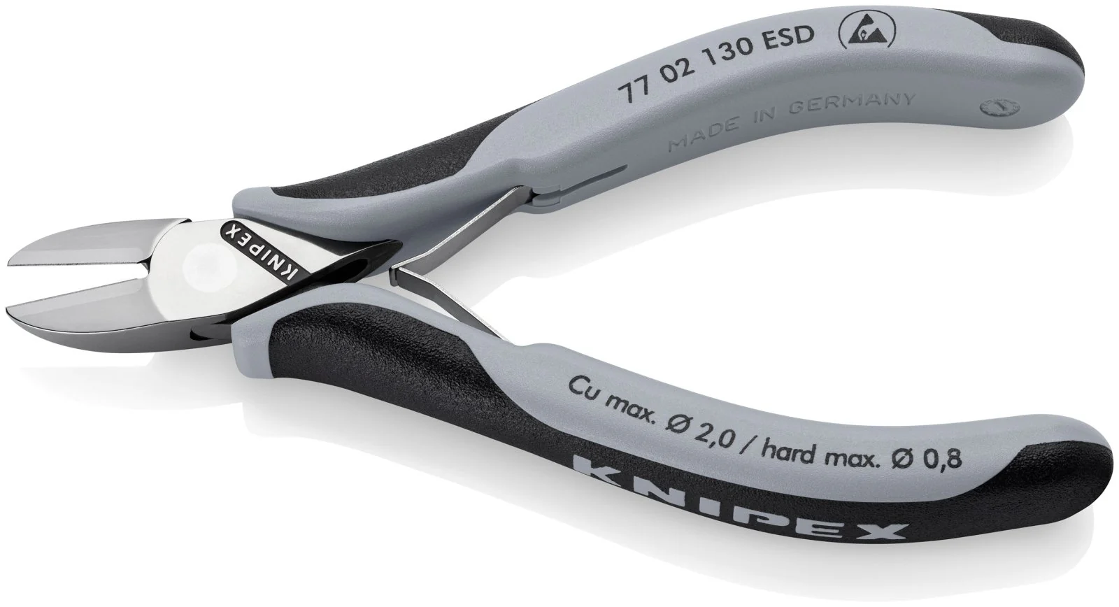 KNIPEX 77 02 130 ESD Electronics Diagonal Cutters ESD with multi-component grips 130 mm - Image 2