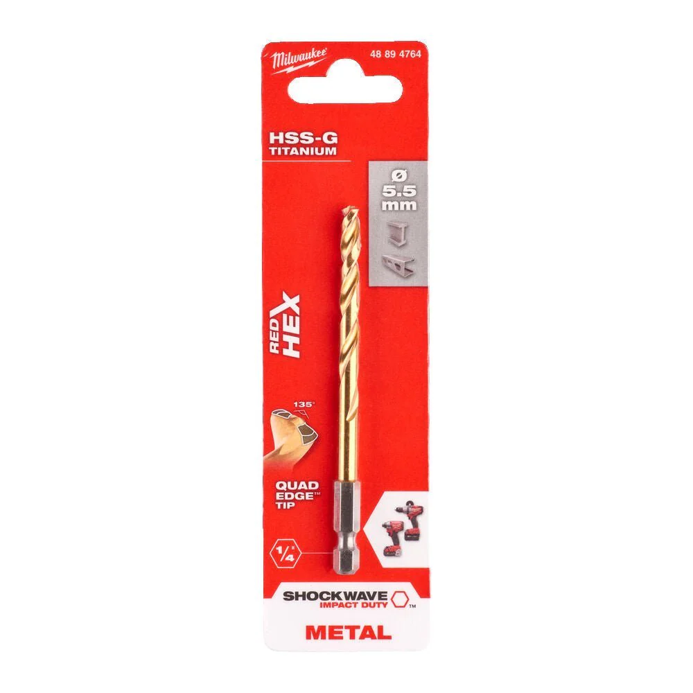 Milwaukee Metal Drill Bit Red Hex Shockwave HSS - Ground Titanium - Image 11