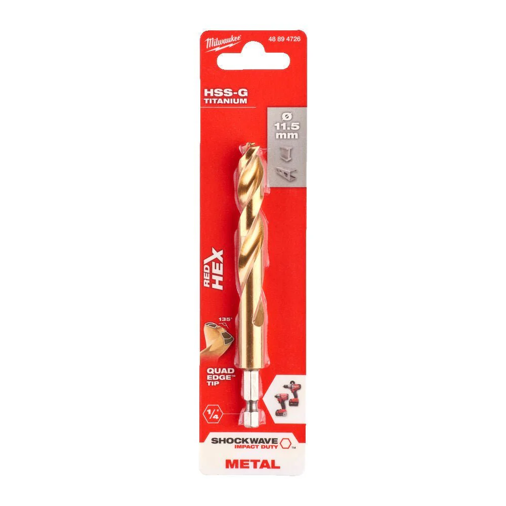 Milwaukee Metal Drill Bit Red Hex Shockwave HSS - Ground Titanium - Image 19
