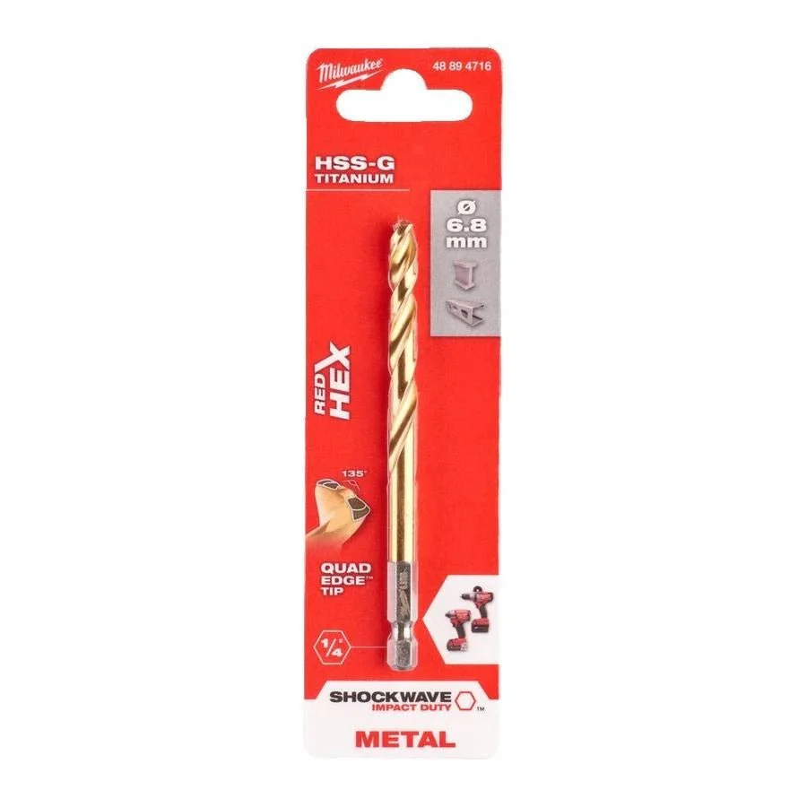 Milwaukee Metal Drill Bit Red Hex Shockwave HSS - Ground Titanium - Image 21