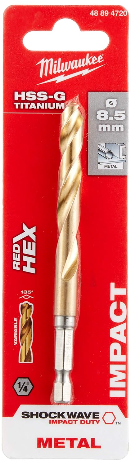 Milwaukee Metal Drill Bit Red Hex Shockwave HSS - Ground Titanium - Image 23