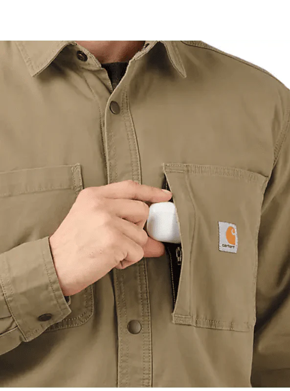 Carhartt Rugged Flex Relaxed Fit Canvas Fleece-lined Snap-front Shirt Jacket - Image 3